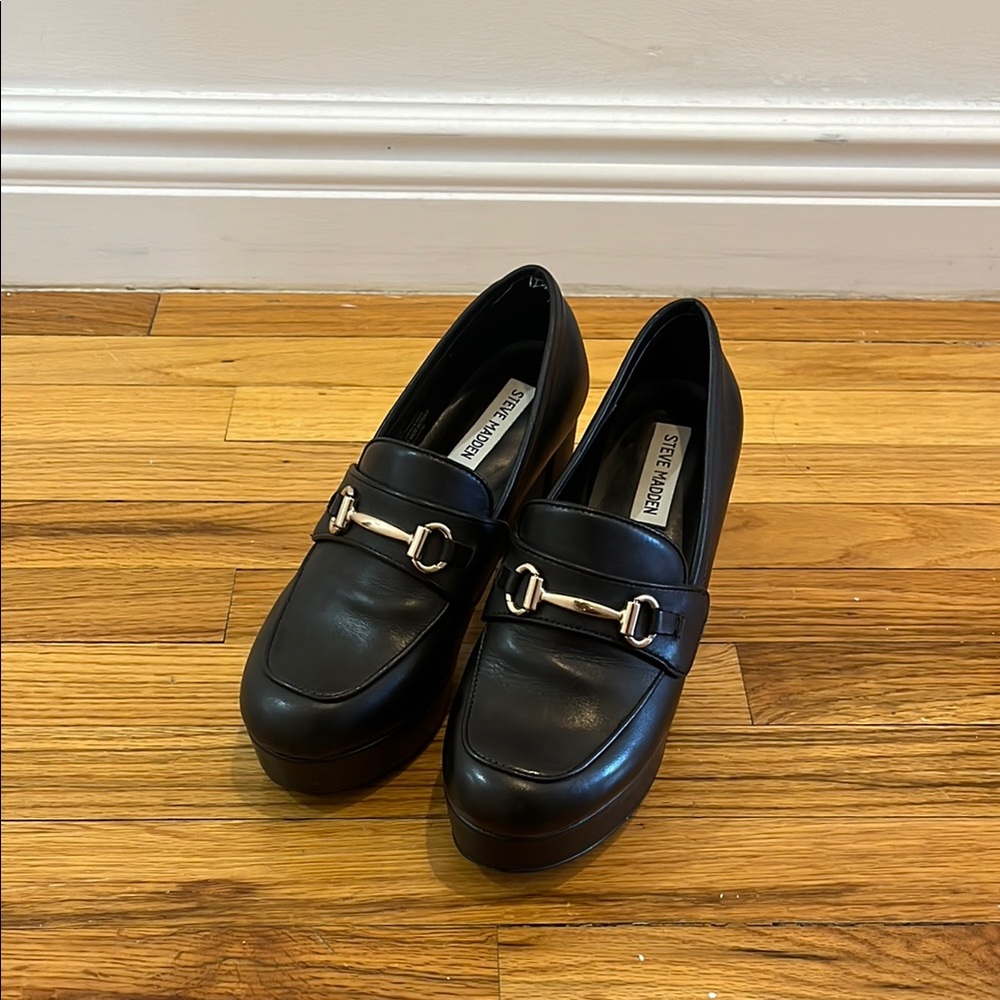 Steve Madden Black Heels with Silver Hardware